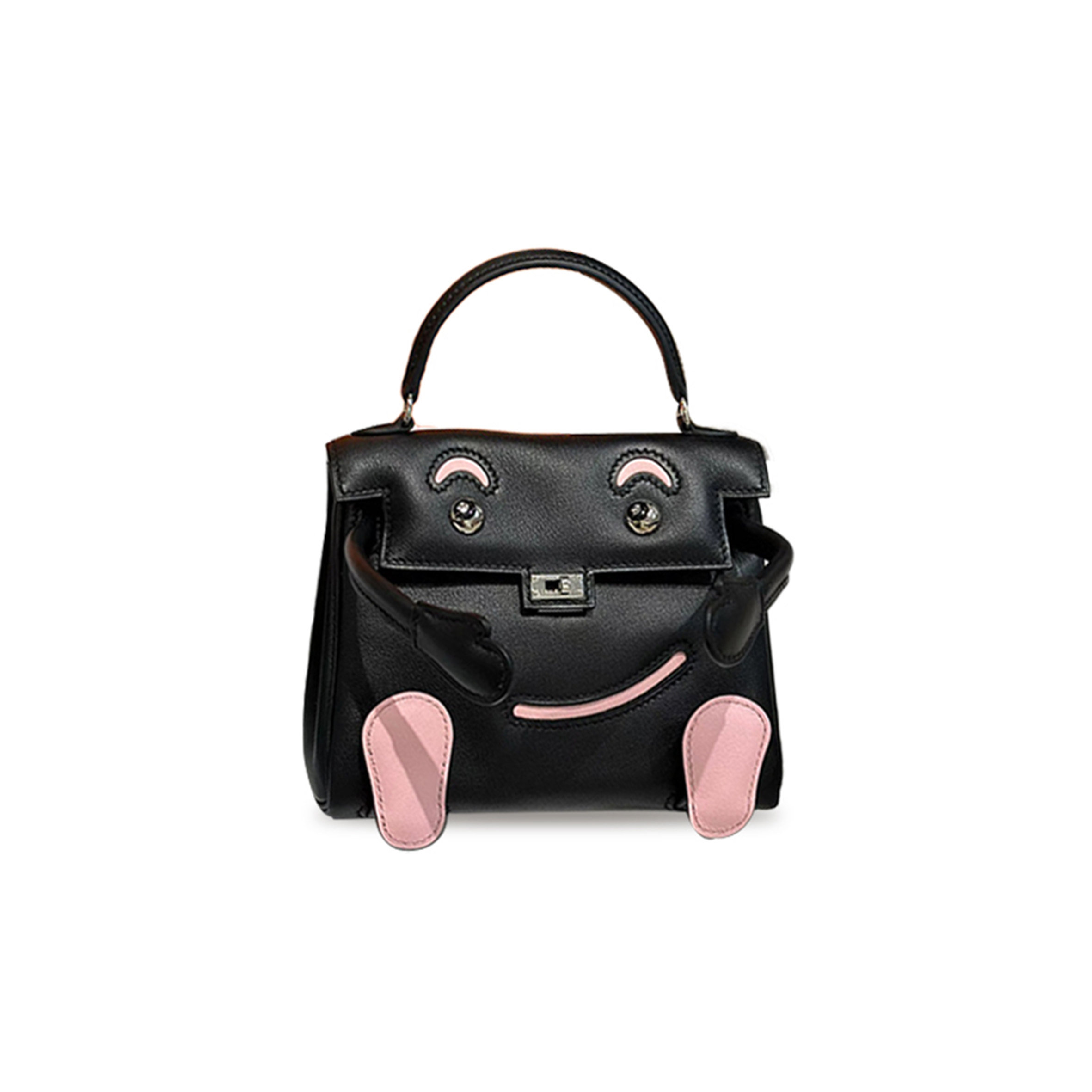 HERMÈS MASTER KELLY DOLL BLACK & PINK PALLADIUM HARDWARE (15*12*7cm) 